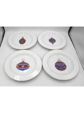West Cliff Gibson Designs Ornaments Salad Plates Set of 4 Pattern GIDWECL Lot B